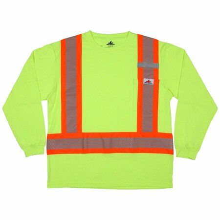 MCR SAFETY Garments, LS Tshirt, CL1, Polycotton, Lime XL LTS1LXL